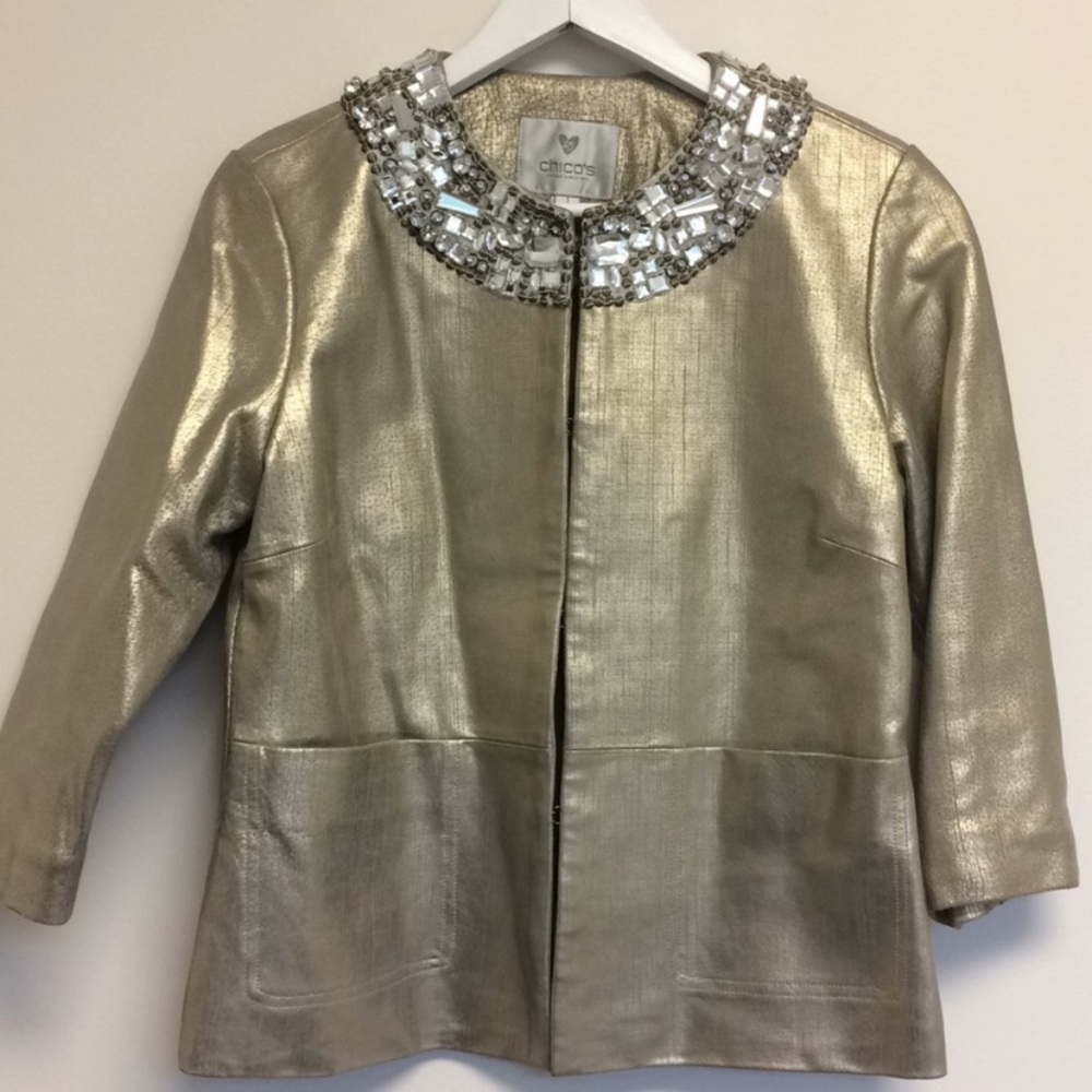 Chico’s leather embellished jacket size 1/M